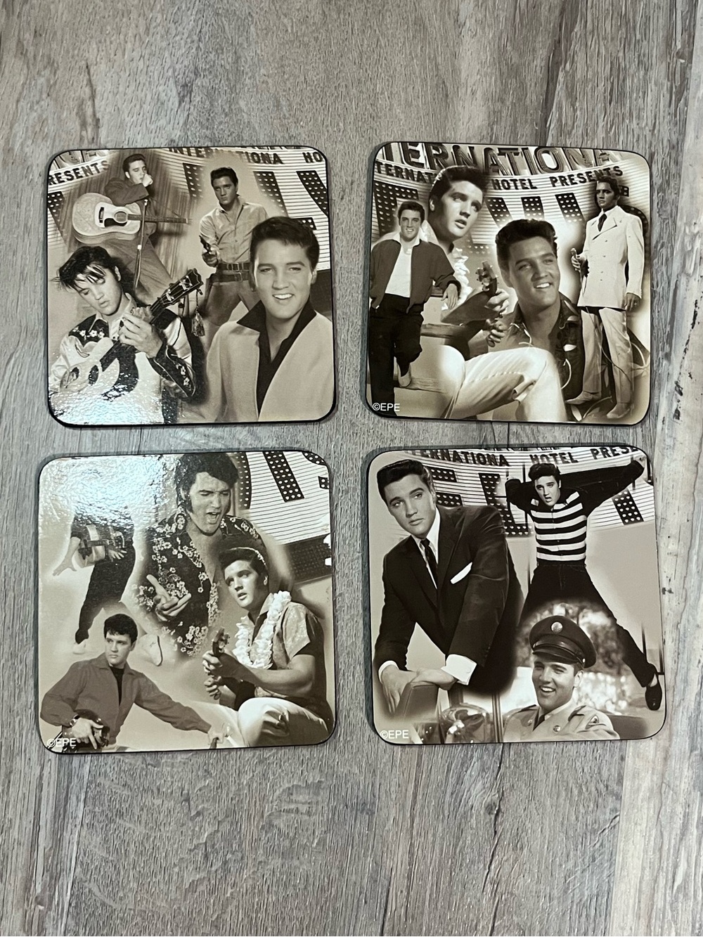 Elvis Presley Cork Backed Coaster Set of 4. Black & White, NWT